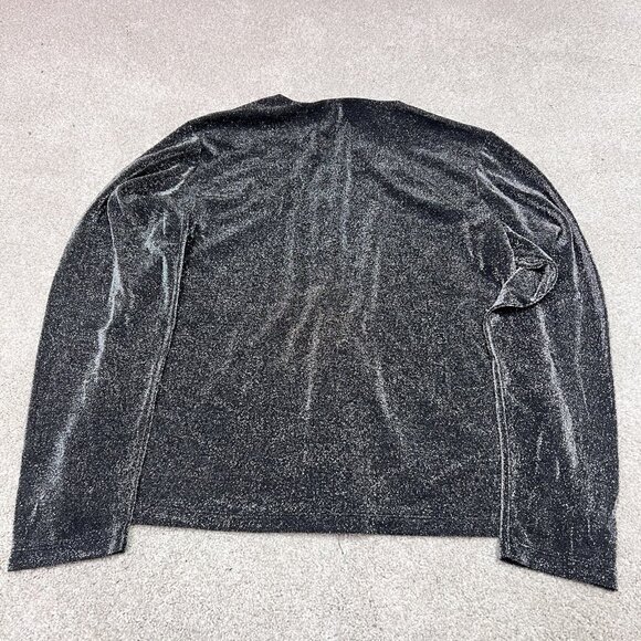 New York & Company Blouse Black Shimmer Button Up Long Sleeve Size XL NWT - Picture 9 of 10